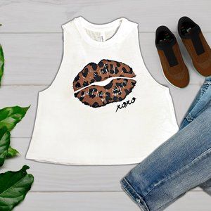 XOXO Leopard Lips Cropped Tank Tee - NEW***